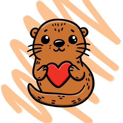 otter with a heart