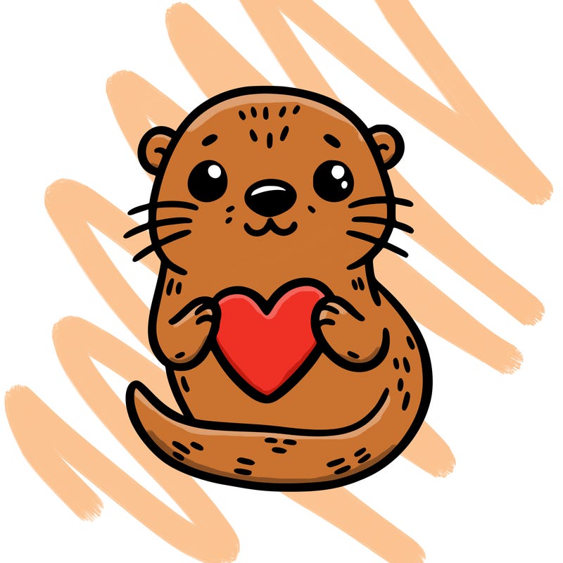 otter with a heart