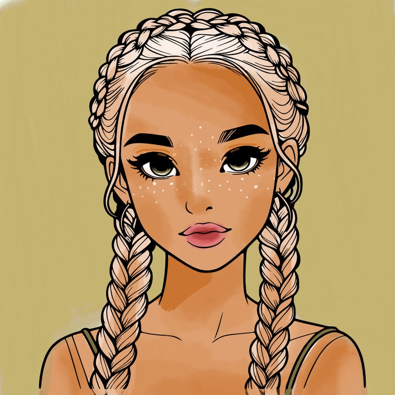 realistic girl with braids