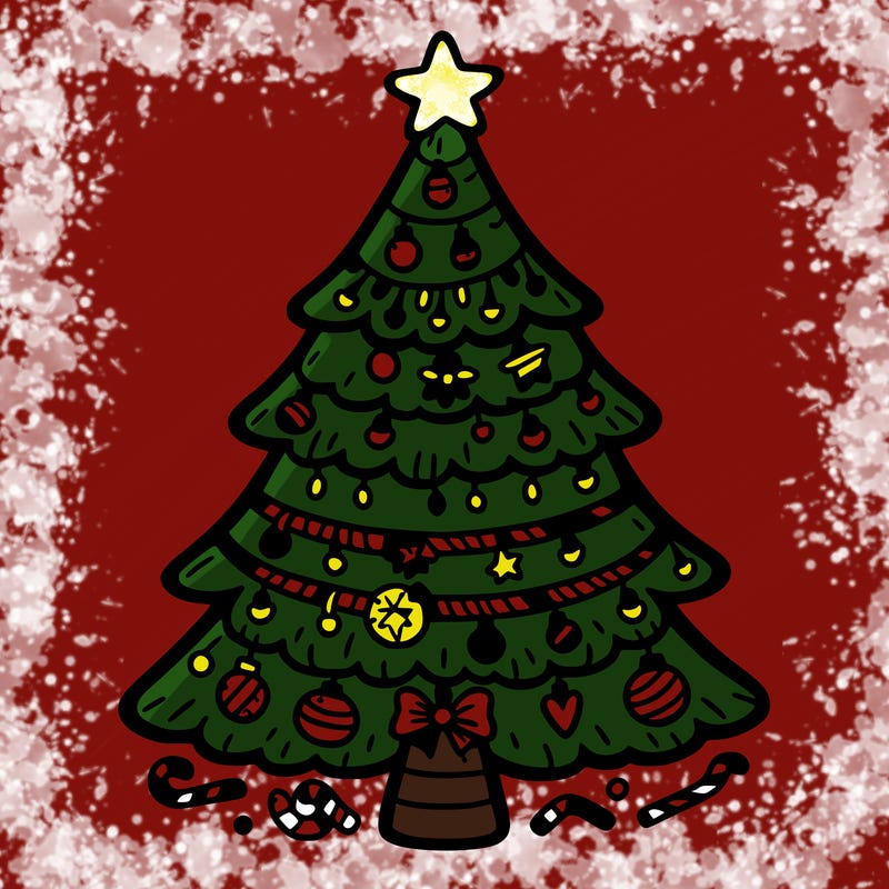 christmas tree with lots of details