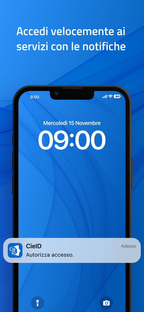 CieID - Smartphone lock screen with a CieID app notification to authorize access