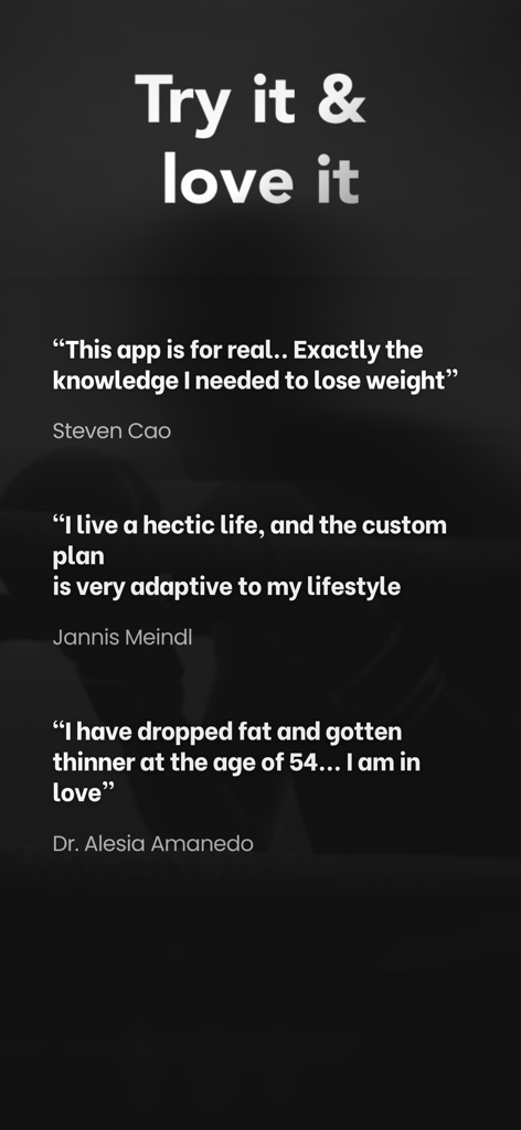 Thelo AI: Body Scan & Workouts - Positive user testimonials for Thelo AI fitness app highlighting weight loss results and adaptive workout plans.
