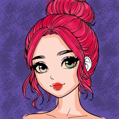 realistic pretty girl with hair in bun