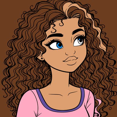 realistic girl with curly hair