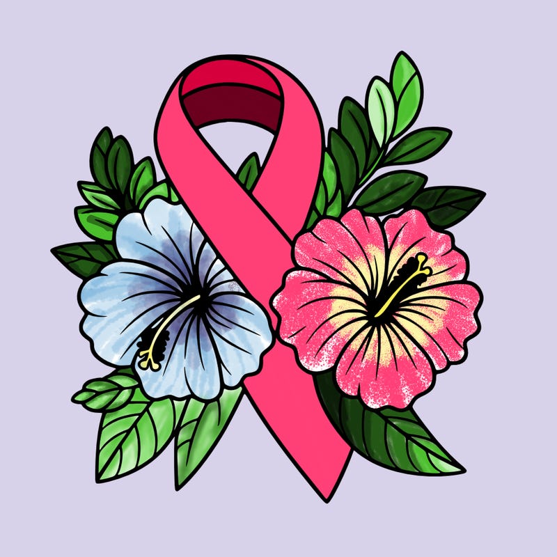 breast cancer awareness with hibiscus flowers