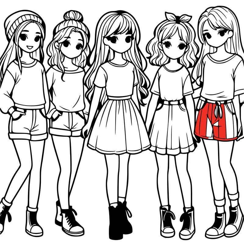 a group of five girls