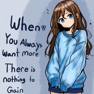 manga teen girl  in a sweater and baggy pants