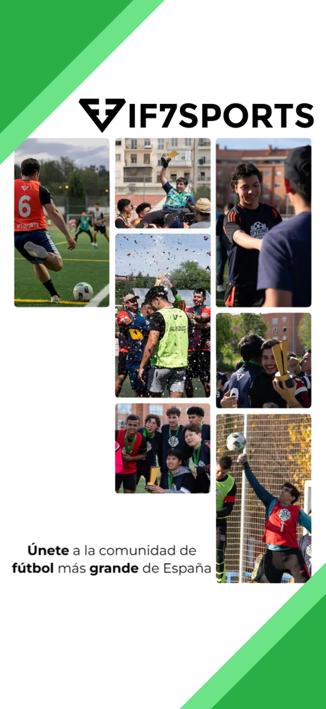 Un montage de joueurs de soccer amateurs jouant des matchs et célébrant des victoires avec IF7SPORTS