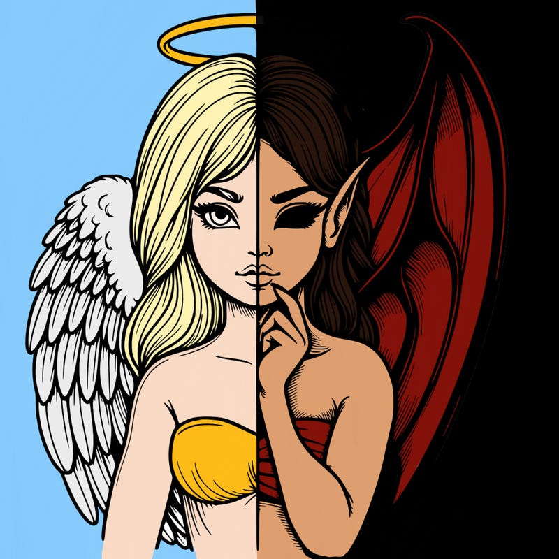 realistic angel half demon