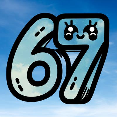 the numbers 67
