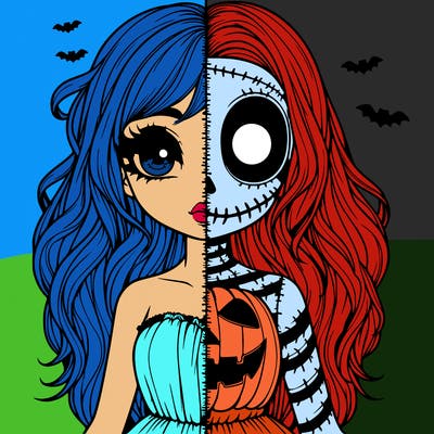 realistic girl halloween split