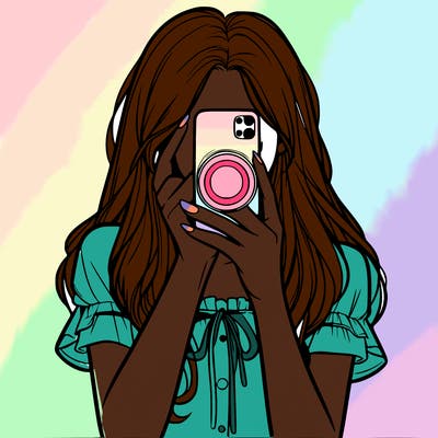 a realistic girl holding her phone taking pictures
