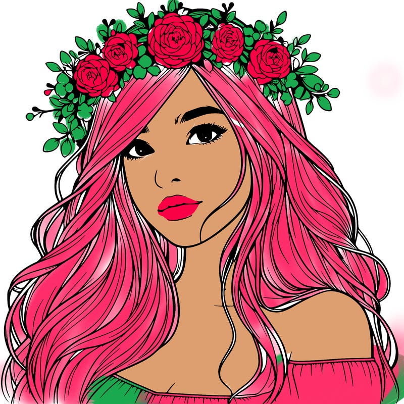 realistic girl with flower crown