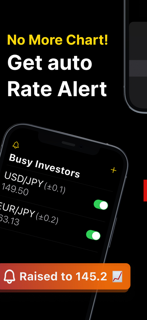 Price Alert - Forex & Crypto - 忙しい投資家向けの自動レートアラートを示す価格アラートアプリのインターフェイス