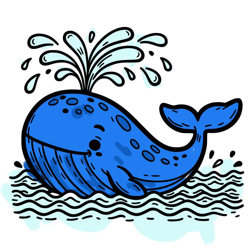 whale in its habitat throwing water