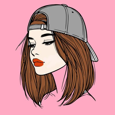 realistic  girl with a backwards hat