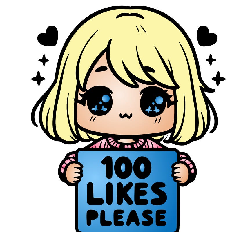 cute girl holding a sign saying 100 likes please