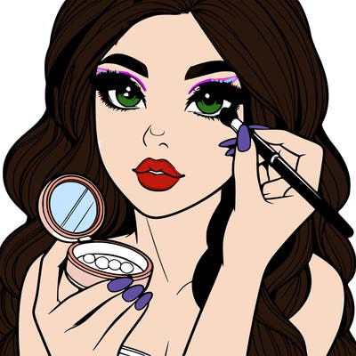 realistic girl doing makeup