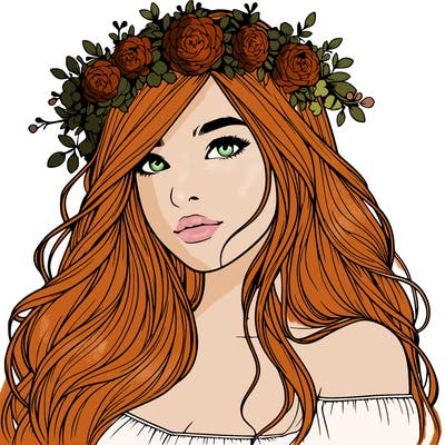realistic girl with flower crown