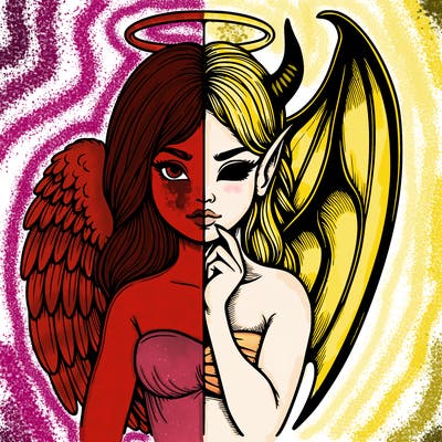 realistic angel half demon