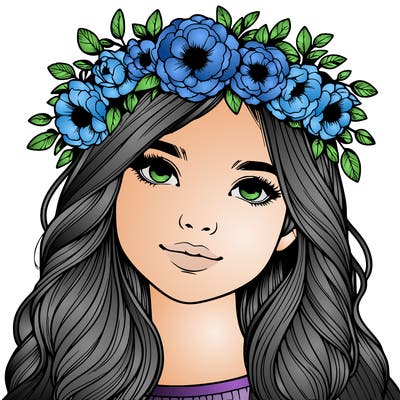 realistic girl with flower crown