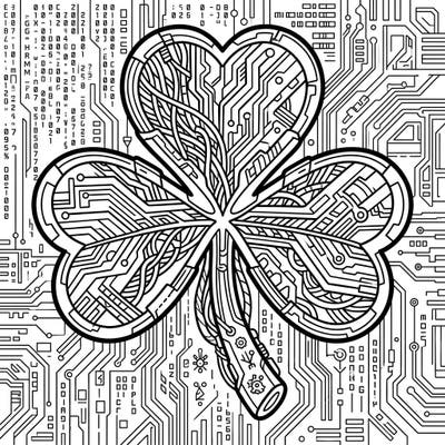 Introducing a unique blend of Irish tradition and sci-fi cool with our Cyberpunk Shamrock Jewelry coloring page. Immerse yourself in a world of intricate circuit board patterns and high-tech designs, waiting for your creative touch.