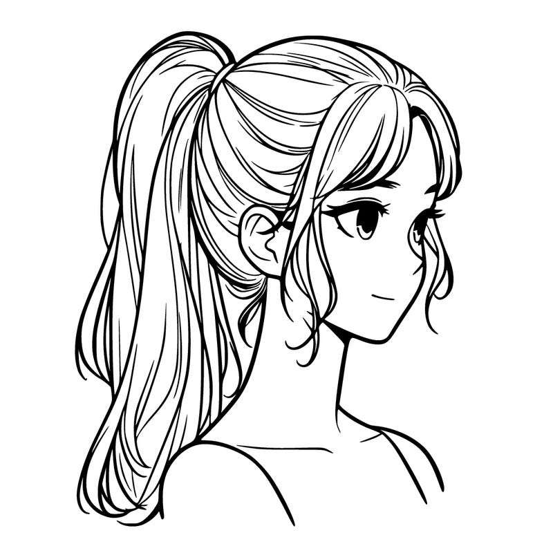 a realistic girl with a ponytail