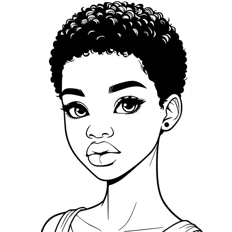 realistic black girl with short hair teenager