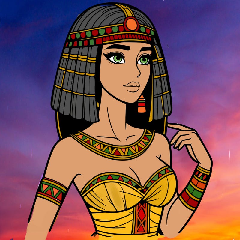 realistic woman wearing a cleopatra costume