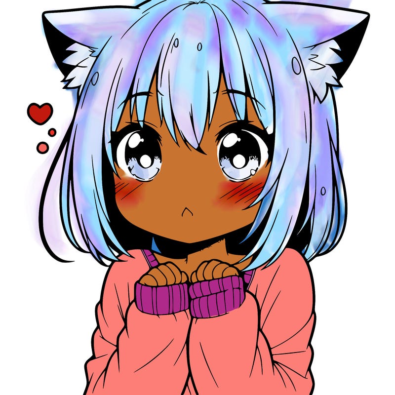shy anime catgirl