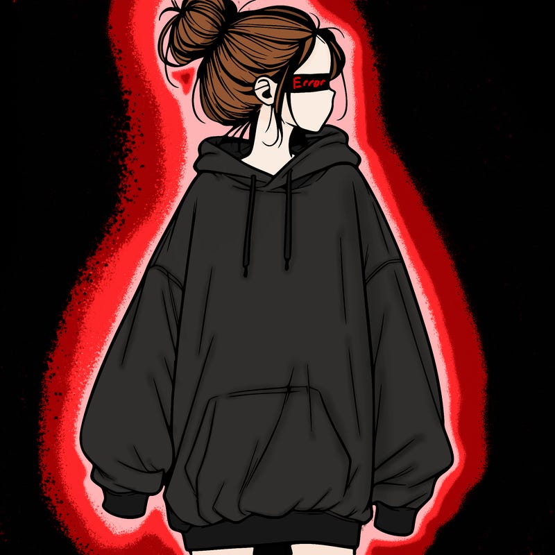 realistic girl with a oversized sweatshirt on and a bun