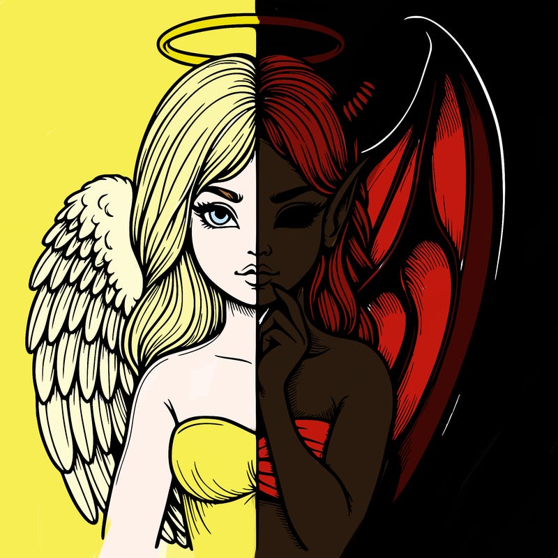 realistic angel half demon