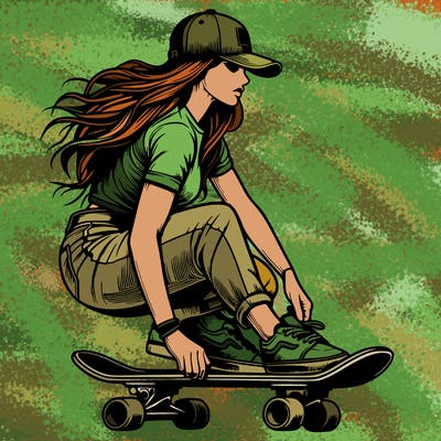 realistic girl skateboard rider
