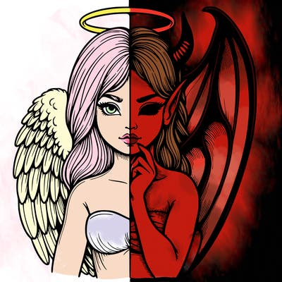 realistic angel half demon