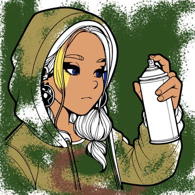 a realistic girl, spray painting