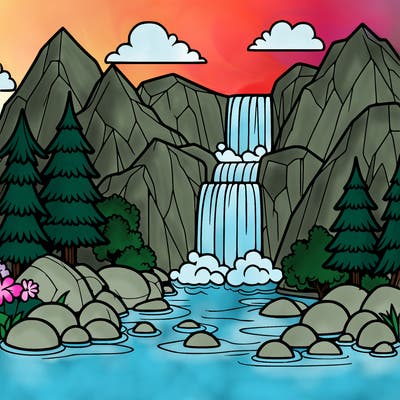 waterfall in mountain