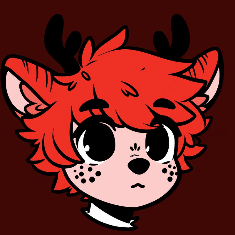 a humanoid deer with soft fluffy ears