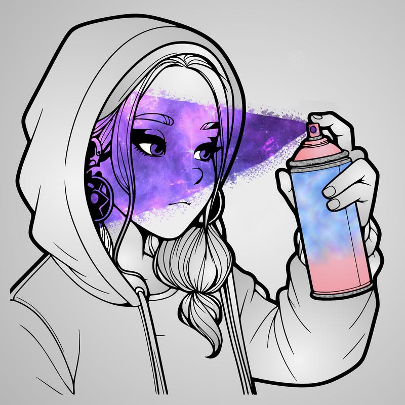 a realistic girl, spray painting