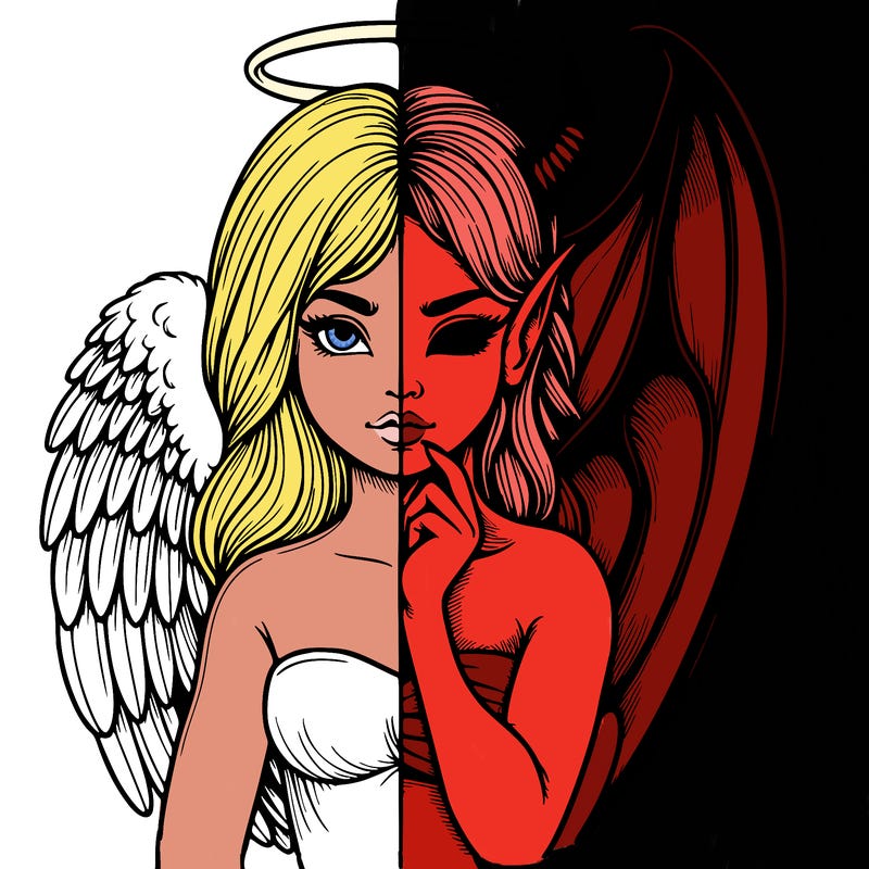 realistic angel half demon