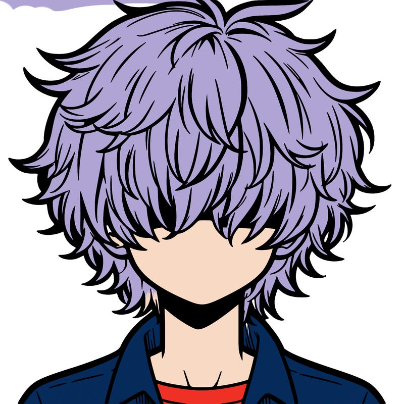 manga boy fluffy hair covering his eyes