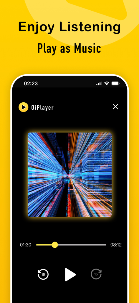 OiVideo - Music Browser Player - Interface of the OiVideo music player showing a video being played as audio with playback controls.
