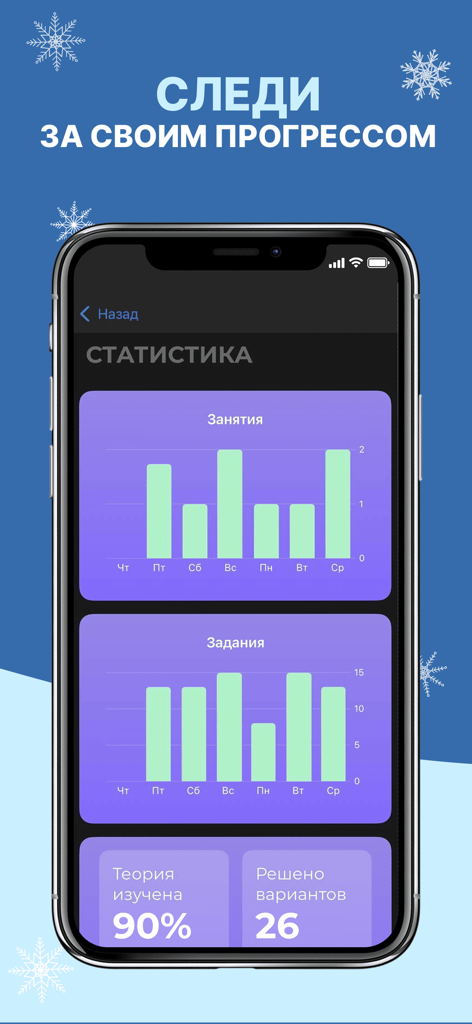 Un smartphone que muestra estadísticas y gráficos de progreso para la preparación del examen de química.