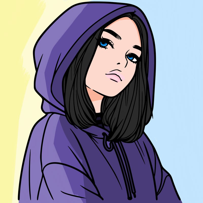 a realistic girl in a hoodie