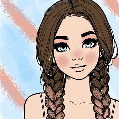 realistic girl with braids