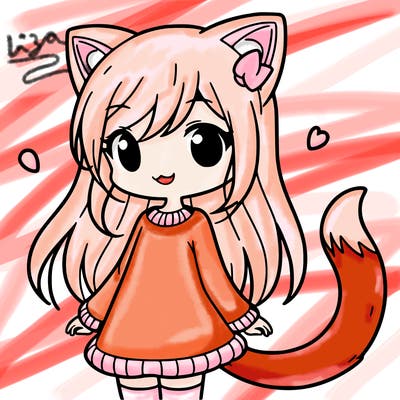 girl with cat ears and tail