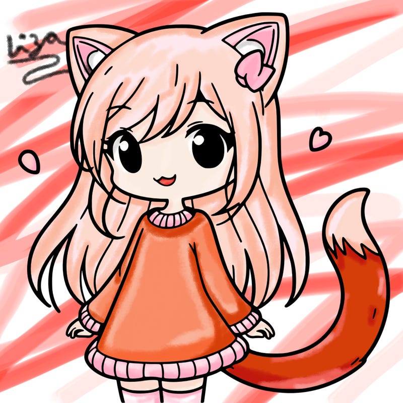 girl with cat ears and tail