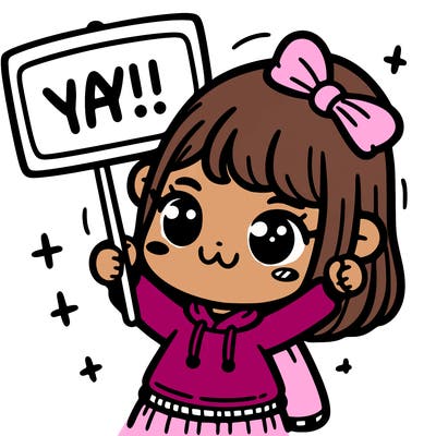 girl with sign saying yay
