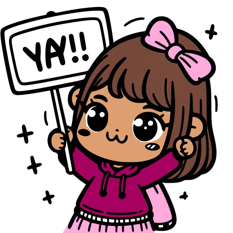 girl with sign saying yay