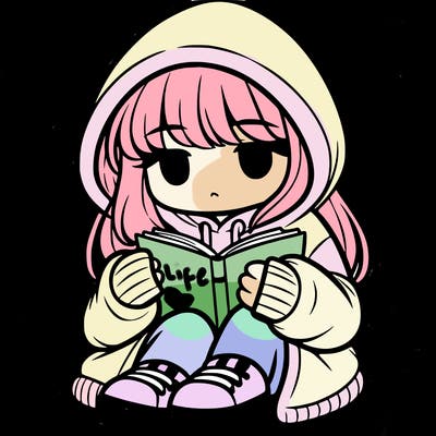 girl in oversized hoodie reading a book