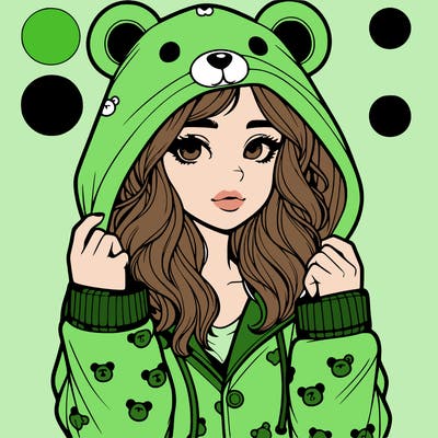 realistic girl in a animal pjs hoodie